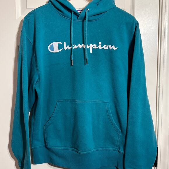 Champion Turquoise Green Men's Hoodie Size M - Picture 2 of 6